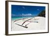 Wooden Boat on Tropical Beach with White Sand-pashapixel-Framed Photographic Print