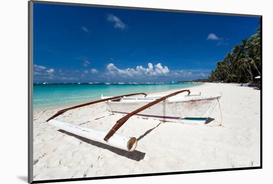 Wooden Boat on Tropical Beach with White Sand-pashapixel-Mounted Photographic Print