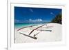 Wooden Boat on Tropical Beach with White Sand-pashapixel-Framed Photographic Print