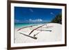 Wooden Boat on Tropical Beach with White Sand-pashapixel-Framed Photographic Print