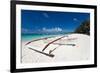 Wooden Boat on Tropical Beach with White Sand-pashapixel-Framed Photographic Print