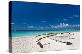 Wooden Boat on Tropical Beach-pashapixel-Stretched Canvas