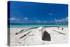 Wooden Boat on Tropical Beach-pashapixel-Stretched Canvas