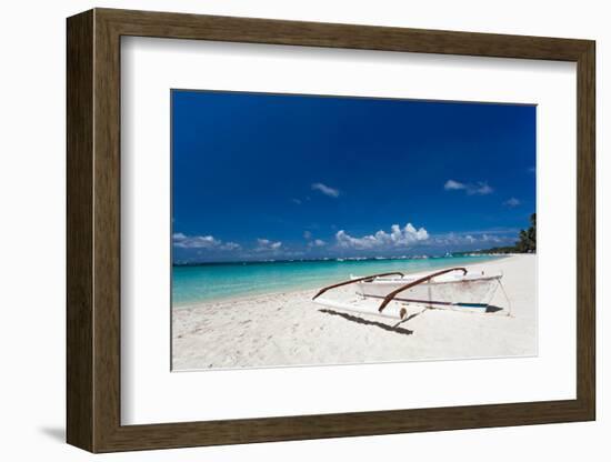 Wooden Boat on Tropical Beach-pashapixel-Framed Photographic Print