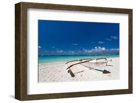 Wooden Boat on Tropical Beach-pashapixel-Framed Photographic Print