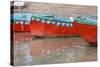 Wooden Boats in Ganges River, Varanasi, India-Ali Kabas-Stretched Canvas