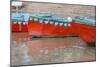 Wooden Boats in Ganges River, Varanasi, India-Ali Kabas-Mounted Photographic Print