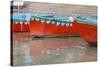 Wooden Boats in Ganges River, Varanasi, India-Ali Kabas-Stretched Canvas