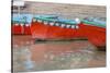 Wooden Boats in Ganges River, Varanasi, India-Ali Kabas-Stretched Canvas