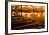 Wooden Boats on Houhai Lake with Lights of Bars and Restaurants in Background, Beijing, China-William Perry-Framed Photographic Print