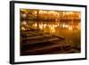 Wooden Boats on Houhai Lake with Lights of Bars and Restaurants in Background, Beijing, China-William Perry-Framed Photographic Print