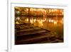 Wooden Boats on Houhai Lake with Lights of Bars and Restaurants in Background, Beijing, China-William Perry-Framed Photographic Print