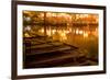 Wooden Boats on Houhai Lake with Lights of Bars and Restaurants in Background, Beijing, China-William Perry-Framed Photographic Print