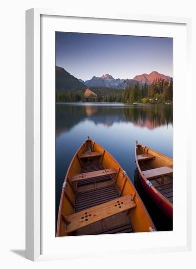 Wooden Boats on Strbske Pleso Lake in the Tatra Mountains of Slovakia, Europe. Autumn-Adam Burton-Framed Photographic Print