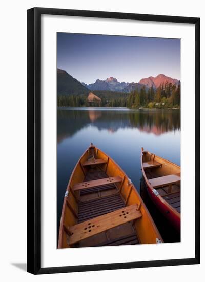 Wooden Boats on Strbske Pleso Lake in the Tatra Mountains of Slovakia, Europe. Autumn-Adam Burton-Framed Photographic Print