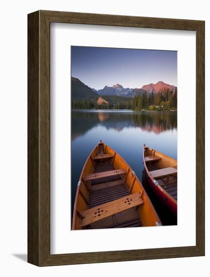 Wooden Boats on Strbske Pleso Lake in the Tatra Mountains of Slovakia, Europe. Autumn-Adam Burton-Framed Photographic Print