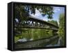 Wooden Bridge at Wolfrathausen, Near Munich, Bavaria, Germany, Europe-Gary Cook-Framed Stretched Canvas