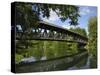 Wooden Bridge at Wolfrathausen, Near Munich, Bavaria, Germany, Europe-Gary Cook-Stretched Canvas