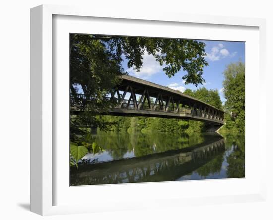 Wooden Bridge at Wolfrathausen, Near Munich, Bavaria, Germany, Europe-Gary Cook-Framed Photographic Print