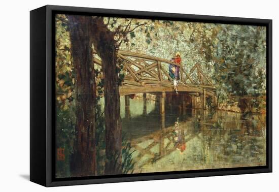 Wooden Bridge in Combs-La-Ville-Telemaco Signorini-Framed Stretched Canvas