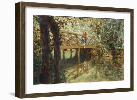 Wooden Bridge in Combs-La-Ville-Telemaco Signorini-Framed Giclee Print