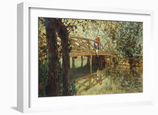 Wooden Bridge in Combs-La-Ville-Telemaco Signorini-Framed Giclee Print
