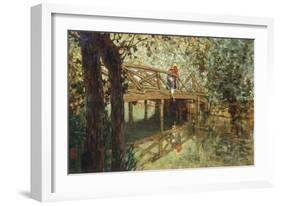 Wooden Bridge in Combs-La-Ville-Telemaco Signorini-Framed Giclee Print