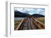 Wooden bridge near a lake-Natalie Tepper-Framed Photo