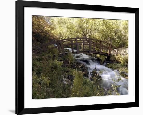 Wooden Bridge Over a Flowing Stream-null-Framed Photographic Print