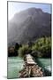 Wooden bridge over a river in the remote and spectacular Fann Mountains, Tajikistan-David Pickford-Mounted Premium Photographic Print