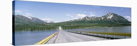 Wooden Bridge over a River, Nenana River, Alaska, USA-null-Stretched Canvas