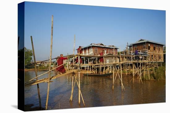 Wooden Bridge, Ywama Village, Inle Lake, Shan State, Myanmar (Burma), Asia-Tuul-Stretched Canvas