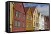 Wooden Buildings on the Waterfront, Bryggen, Vagen Harbour, UNESCO Site, Bergen, Hordaland, Norway-Gary Cook-Framed Stretched Canvas