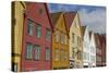 Wooden Buildings on the Waterfront, Bryggen, Vagen Harbour, UNESCO Site, Bergen, Hordaland, Norway-Gary Cook-Stretched Canvas