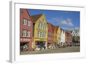 Wooden Buildings on the Waterfront, Bryggen, Vagen Harbour, UNESCO Site, Bergen, Hordaland, Norway-Gary Cook-Framed Photographic Print