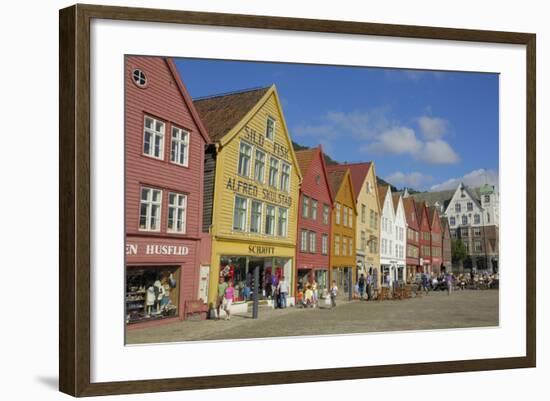 Wooden Buildings on the Waterfront, Bryggen, Vagen Harbour, UNESCO Site, Bergen, Hordaland, Norway-Gary Cook-Framed Photographic Print