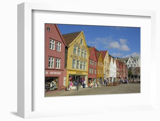 Wooden Buildings on the Waterfront, Bryggen, Vagen Harbour, UNESCO Site, Bergen, Hordaland, Norway-Gary Cook-Framed Photographic Print