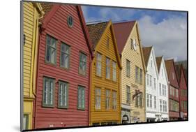 Wooden Buildings on the Waterfront, Bryggen, Vagen Harbour, UNESCO Site, Bergen, Hordaland, Norway-Gary Cook-Mounted Photographic Print