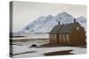 Wooden Buildings with Snowy Mountains Behind-Eleanor Scriven-Stretched Canvas