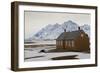 Wooden Buildings with Snowy Mountains Behind-Eleanor Scriven-Framed Photographic Print