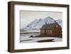 Wooden Buildings with Snowy Mountains Behind-Eleanor Scriven-Framed Photographic Print