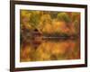 Wooden Cabin on Lake in Autumn-Robert Llewellyn-Framed Photographic Print