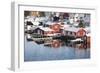 Wooden Cabins at the Waters Edge in the Town of Raine in the Lofoten Islands, Arctic, Norway-David Clapp-Framed Photographic Print