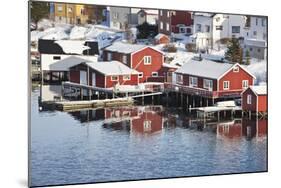 Wooden Cabins at the Waters Edge in the Town of Raine in the Lofoten Islands, Arctic, Norway-David Clapp-Mounted Photographic Print