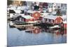 Wooden Cabins at the Waters Edge in the Town of Raine in the Lofoten Islands, Arctic, Norway-David Clapp-Mounted Photographic Print