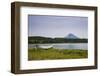 Wooden Canoe in Front of the Ilyinsky (Volcano) and Kurile Lake, Kamchatka, Russia, Eurasia-Michael Runkel-Framed Photographic Print