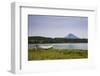 Wooden Canoe in Front of the Ilyinsky (Volcano) and Kurile Lake, Kamchatka, Russia, Eurasia-Michael Runkel-Framed Photographic Print