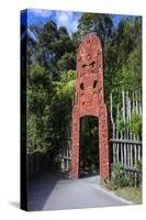 Wooden Carved Entrance at the Te Puia Maori Cultural Center, Rotorura, North Island-Michael Runkel-Stretched Canvas