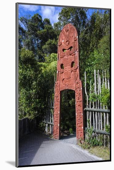 Wooden Carved Entrance at the Te Puia Maori Cultural Center, Rotorura, North Island-Michael Runkel-Mounted Photographic Print