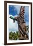 Wooden carvings on the Monument des Dix-Neuf (Monument of 19), Ouvea, Loyalty Islands, New Caledoni-Michael Runkel-Framed Photographic Print